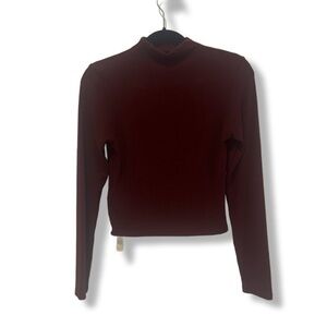 OGL Eco-Mousse™ Thermal Brushed Mock Neck Crop Top Ruby LG